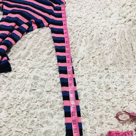 hooked up pink sweater  blue stripe long sleeve ribbed top size S - Picture 7 of 8